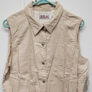 NWT Bill Blass Sleeveless Tan Blouse Size L